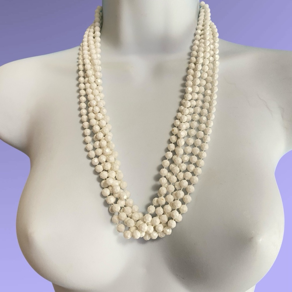 Vintage White Multi-Strand Acrylic Beads